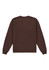 A brown crew sweatshirt featuring a round neck and long sleeves, with ribbed cuffs and hem. It has a logo.