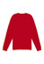 A long sleeve tee in bright red, featuring a plain back and fitted sleeves. It has a logo on the tag.