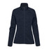 A women's full zip fleece jacket in dark navy with a sleek design and a fitted silhouette. Features a logo.