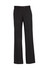 Black women's adjustable waist pants with a straight leg design, featuring a button closure and a logo.
