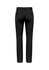 A pair of men's chino pants in black, featuring a back view with two pockets and a subtle branding element.