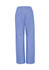 A pair of women's bootleg scrub pants in light blue, featuring an elastic waistband and a back pocket.
