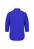 A blue women's blouse with 3/4 sleeves, featuring a collared neckline and a relaxed fit. It has a branding logo.
