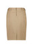 A beige mid-waist stretch chino skirt with a zip closure and belt loops, featuring a simple design and a logo.