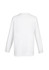A women's white hi-lo blouse with long sleeves, featuring a simple design and a logo.