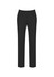 Black slim leg pants featuring a bandless waist design, suitable for casual or professional wear.