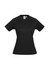 A black women's sprint short sleeve tee with a crew neck and a logo on the label.