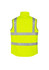 A bright yellow lightweight waterproof vest featuring reflective strips and a high collar. It has a logo on one side.