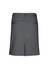 A grey women's skirt featuring a back slit and two back pockets, complete with a brand logo.