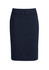 A lined skirt in dark navy, featuring a relaxed fit and a smooth, tailored design. Includes a logo.