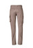 Curved cargo pants in a beige colour, featuring side pockets and a branded logo.