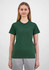 A women's short sleeve tee in green, featuring a simple design and a logo on the front.