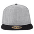 A grey cap with a black brim and a branded logo on the front.