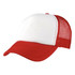 A red and white Foam Mesh Trucker cap with a mesh back and a front panel suitable for logos or branding.