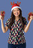 Womens Christmas V-Neck Short Sleeve Scrub Top
