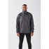 A men's grey Catskill anorak jacket, featuring a quarter-zip design and a logo on the chest.