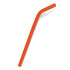 An orange silicone drinking straw with an angled design.