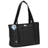 A black expandable cooler bag with dual handles and a branded logo on the front.