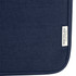 A dark navy recycled canvas laptop sleeve with a small tag indicating recycled cotton.