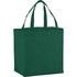 A green non-woven shopper tote with two sturdy handles and a simple design. It features a branding logo.