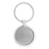 A silver Anello keychain featuring a circular design and a polished metal finish, complete with a circular keyring.