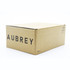 Aubrey Coffee/Tea Set packaging in a simple brown box, featuring a logo and product details on the side.
