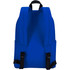 A blue laptop backpack with adjustable straps and side pockets, featuring a logo.