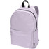 A lilac laptop backpack with a front pocket and black zipper, featuring two shoulder straps and a logo.