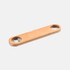 A drink bottle opener made of bamboo, featuring two circular openings. The design is simple and natural.