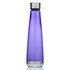 A drink bottle in purple with a silver cap and base, featuring a sleek design and a branded logo.