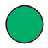 A green fold-up flying disc with a brown trim and a logo in the centre.