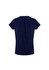 A navy short sleeve top featuring a pleat detail at the front and a round neck. It has a simple design with a logo.