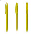 A set of transparent yellow plastic pens with a clip and click mechanism, featuring a smooth barrel design.