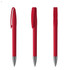 A set of three red metal pens with silver accents and clips, featuring a sleek design and smooth finish.