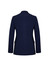 A navy women's longline jacket featuring a tailored back design and a single vent. The jacket has branding details.