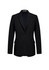 A black longline jacket featuring a classic blazer design with a single button and two pockets.