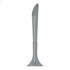 A grey plastic pen with a sleek design, featuring a rounded tip and a base for stability. The product has a logo.