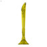 A stylised plastic pen in a vibrant yellow colour with a unique design and a logo on the surface.
