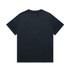 A navy blue T-shirt with a classic crew neckline and a label on the inside.