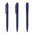 A set of navy blue plastic pens with a high gloss finish and a simple design. Each pen features a clip and cap.