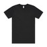 A black t-shirt with a simple design and a logo on the neckline area.