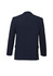A navy blue men's comfort wool stretch jacket with a two-button design, showing the back view.