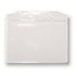 A clear PVC card holder with a top slot and two holes for attachment, suitable for displaying cards.