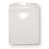 A clear PVC card holder with a top slot for attachment, featuring a simple, transparent design.