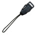 A black detachable phone holder with a looped attachment strap, featuring a textured finish.