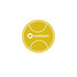 A round, yellow product featuring a logo in the centre, designed with a simple and clean aesthetic.