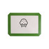 A silicone baking mat with a white surface and a green border featuring a cupcake design in the centre.