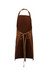 A brown Barley Apron with a waist tie and pockets, featuring a logo on the front.