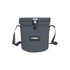 A grey 12L ice bucket featuring a handy rope and a logo on the front.