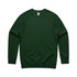 A green sweater featuring long sleeves and a round neckline, with a plain design and a logo tag.